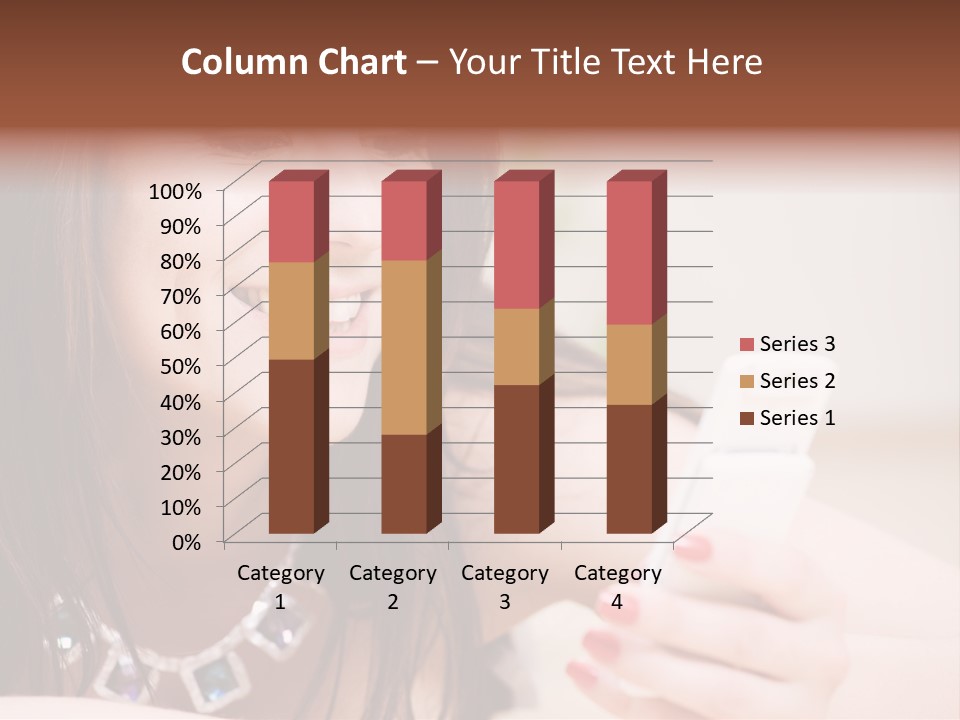 Portrait Of Happy Woman With White Phone PowerPoint Template