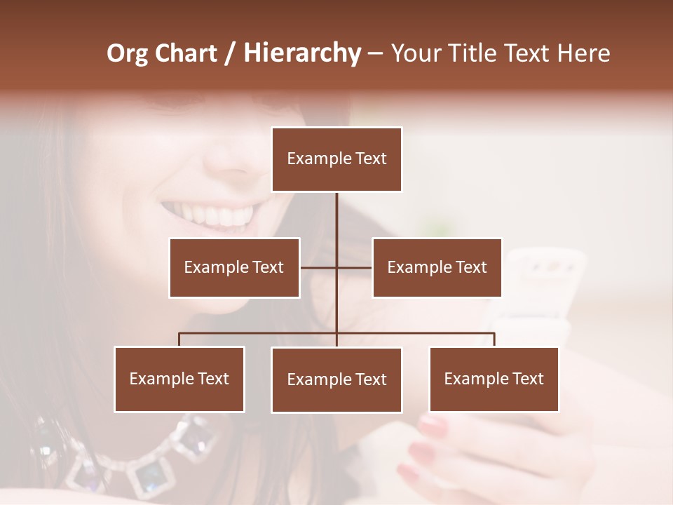 Portrait Of Happy Woman With White Phone PowerPoint Template