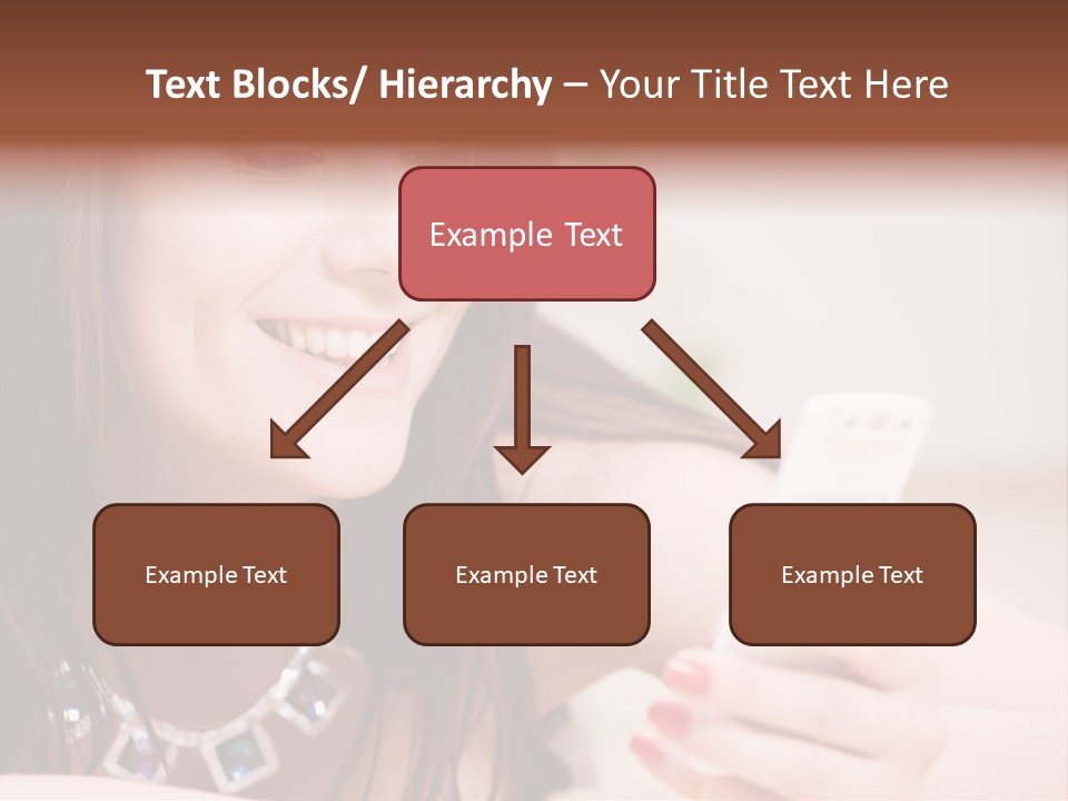 Portrait Of Happy Woman With White Phone PowerPoint Template