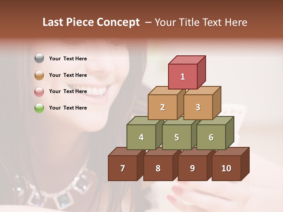 Portrait Of Happy Woman With White Phone PowerPoint Template