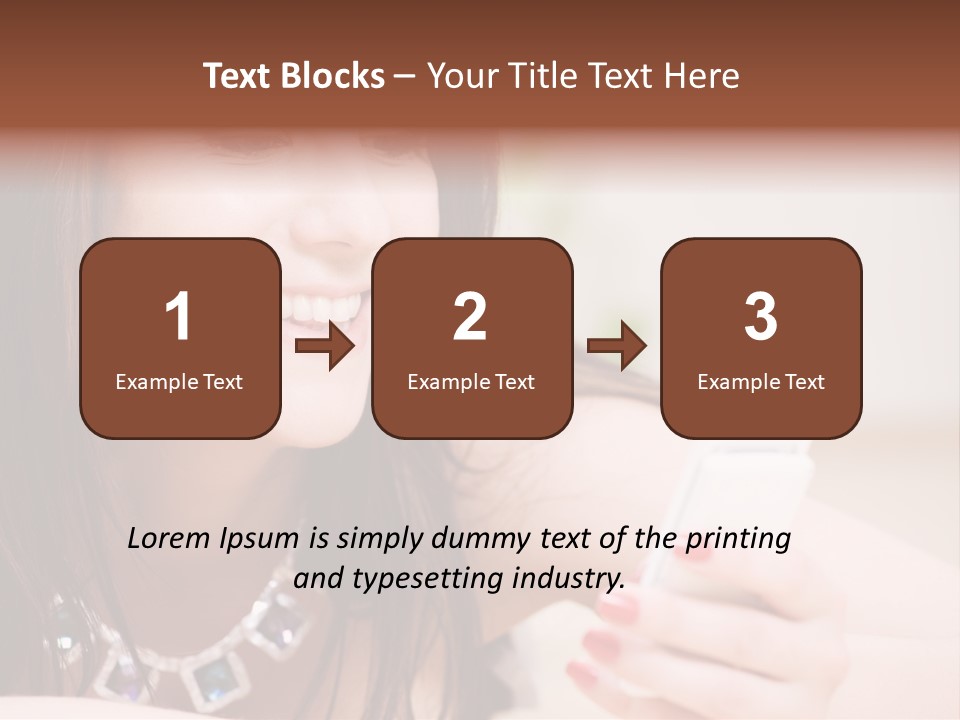 Portrait Of Happy Woman With White Phone PowerPoint Template