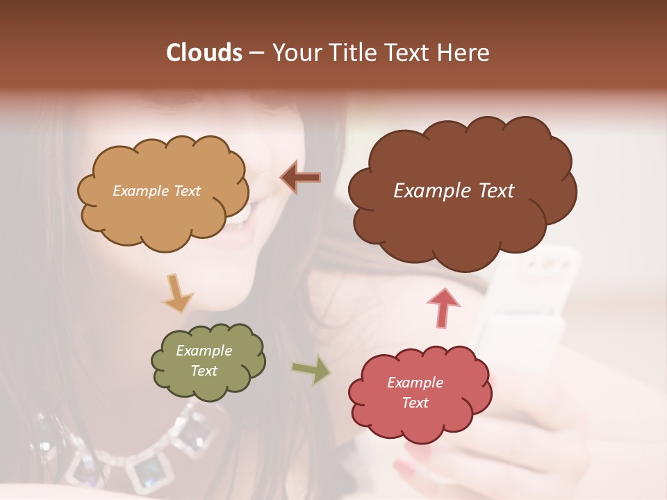 Portrait Of Happy Woman With White Phone PowerPoint Template