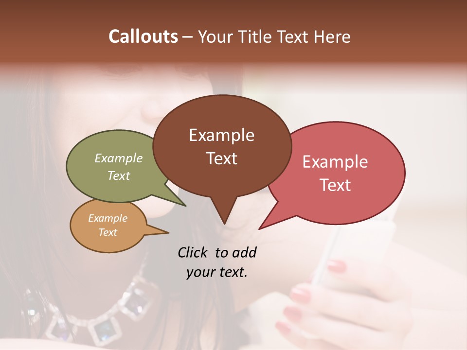 Portrait Of Happy Woman With White Phone PowerPoint Template