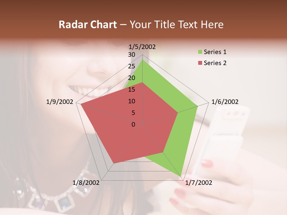 Portrait Of Happy Woman With White Phone PowerPoint Template