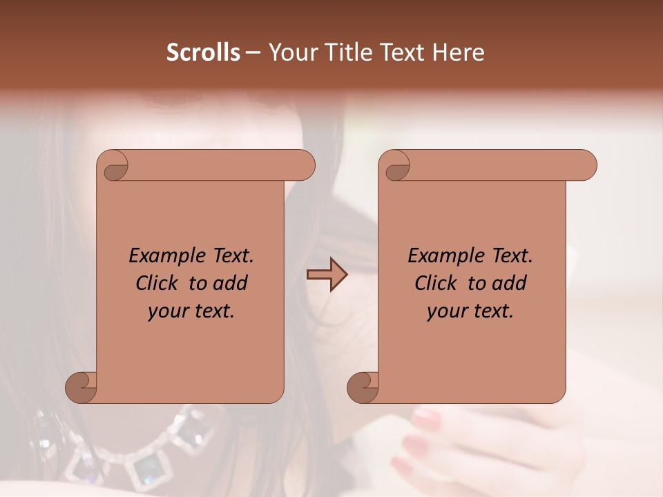 Portrait Of Happy Woman With White Phone PowerPoint Template