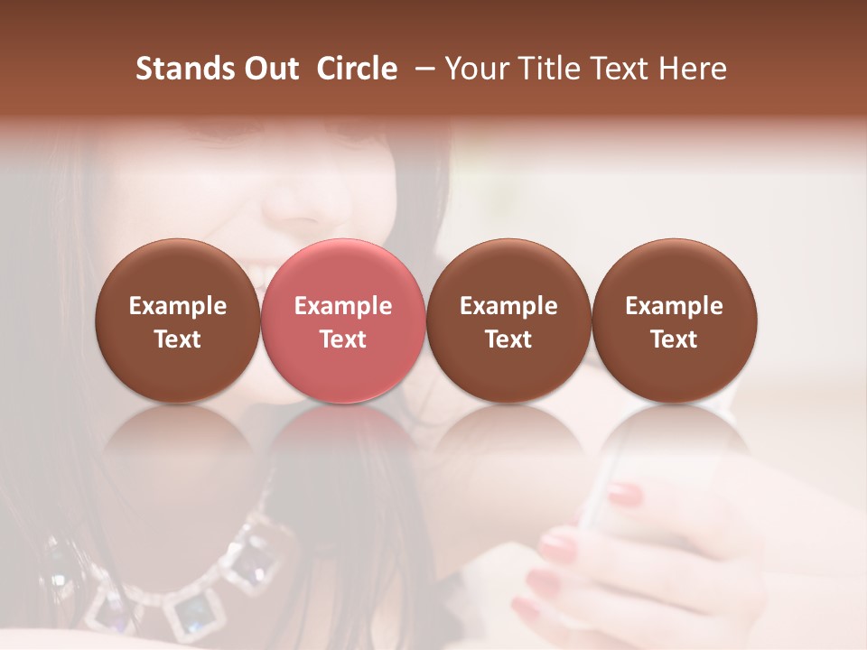 Portrait Of Happy Woman With White Phone PowerPoint Template