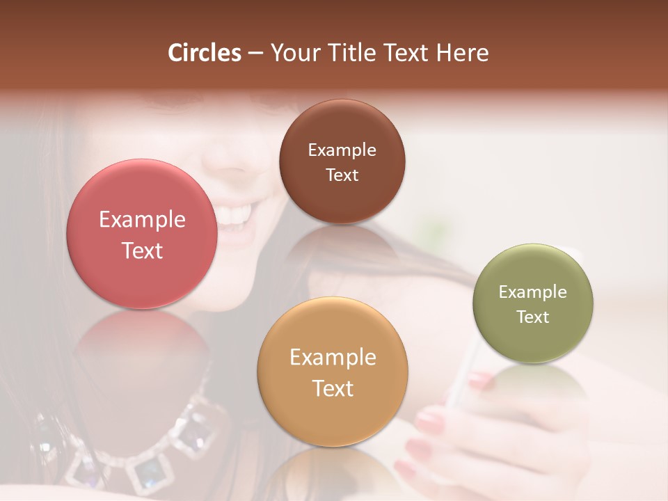 Portrait Of Happy Woman With White Phone PowerPoint Template