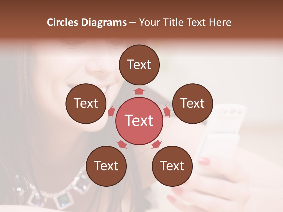 Portrait Of Happy Woman With White Phone PowerPoint Template