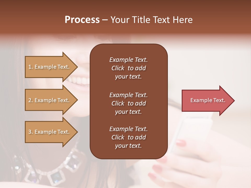 Portrait Of Happy Woman With White Phone PowerPoint Template