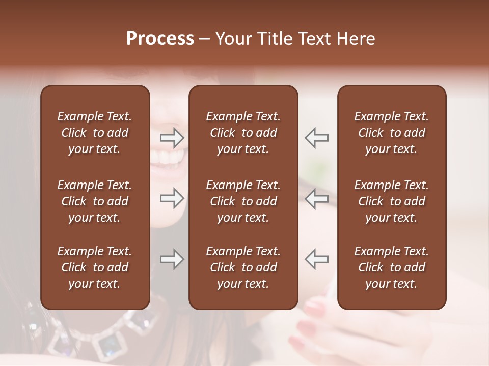 Portrait Of Happy Woman With White Phone PowerPoint Template