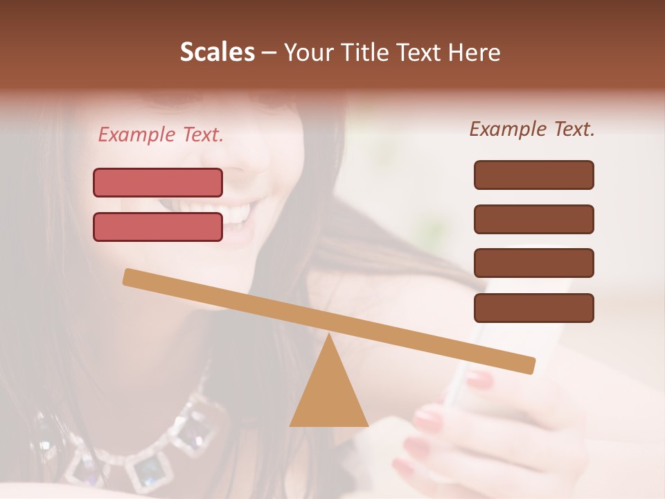 Portrait Of Happy Woman With White Phone PowerPoint Template