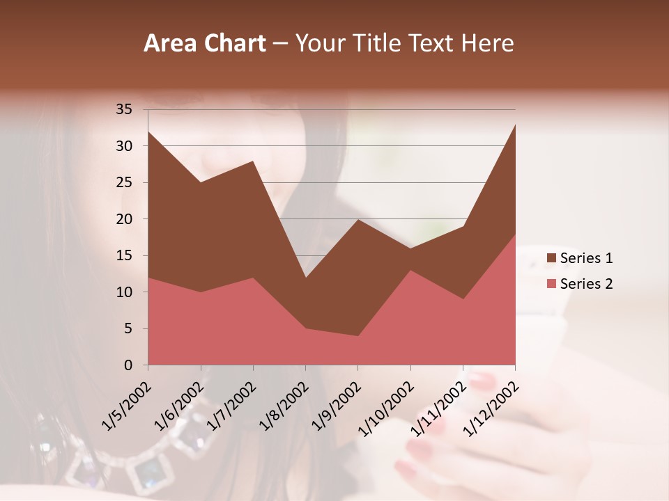 Portrait Of Happy Woman With White Phone PowerPoint Template