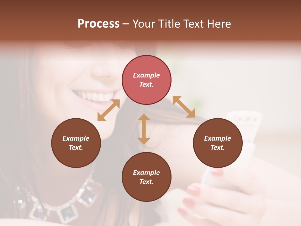 Portrait Of Happy Woman With White Phone PowerPoint Template