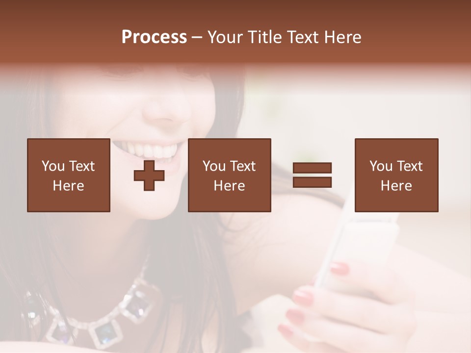 Portrait Of Happy Woman With White Phone PowerPoint Template