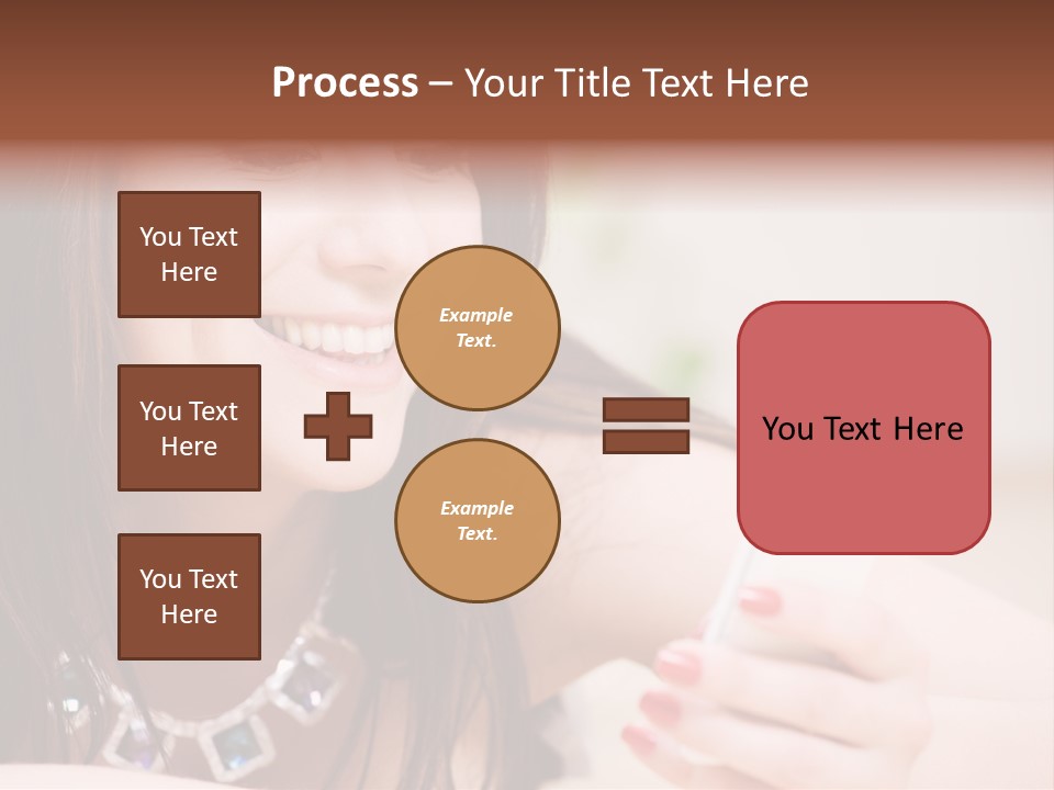 Portrait Of Happy Woman With White Phone PowerPoint Template