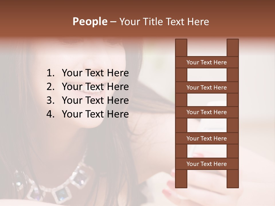 Portrait Of Happy Woman With White Phone PowerPoint Template