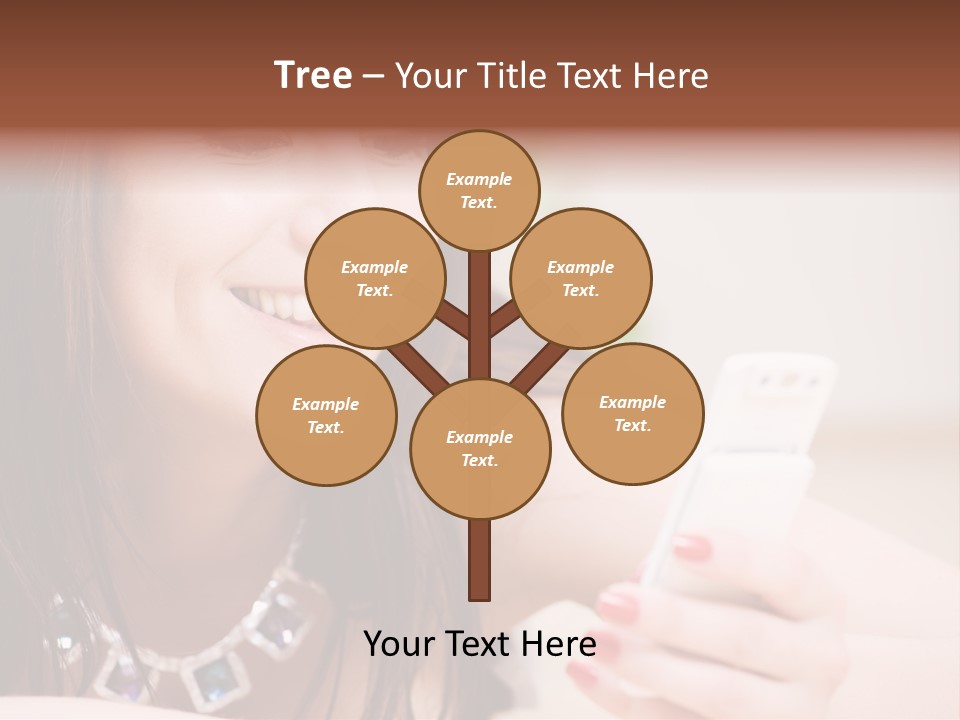 Portrait Of Happy Woman With White Phone PowerPoint Template