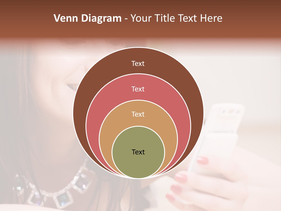 Portrait Of Happy Woman With White Phone PowerPoint Template