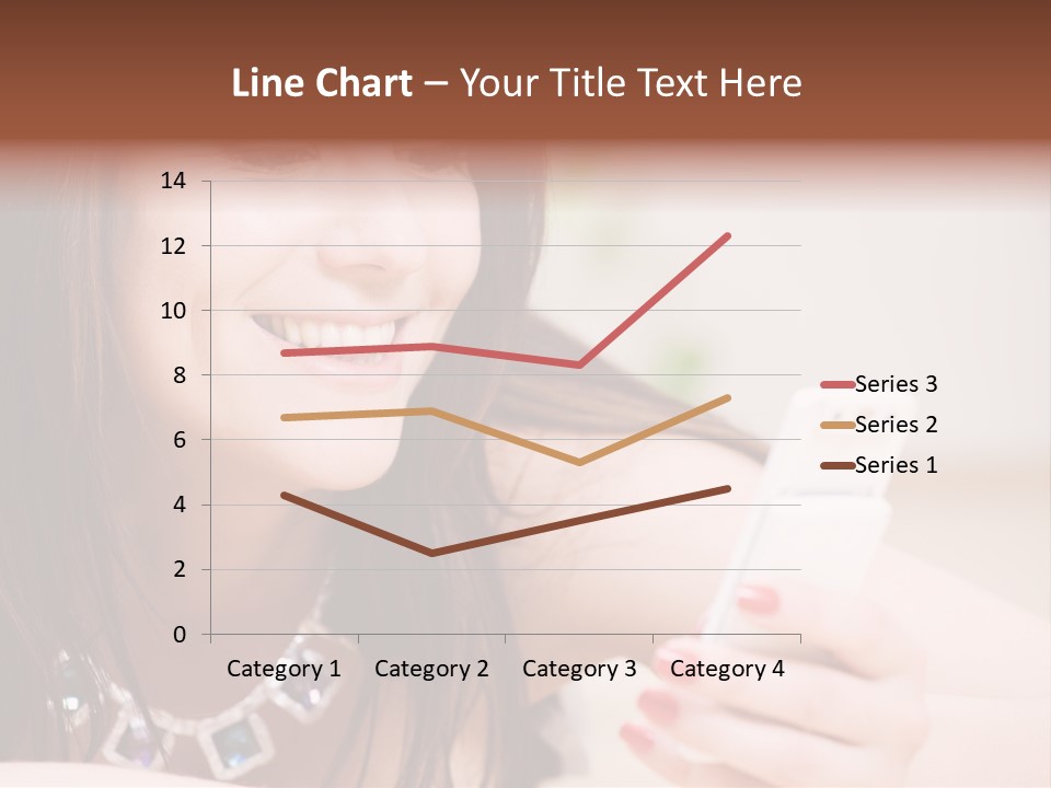 Portrait Of Happy Woman With White Phone PowerPoint Template