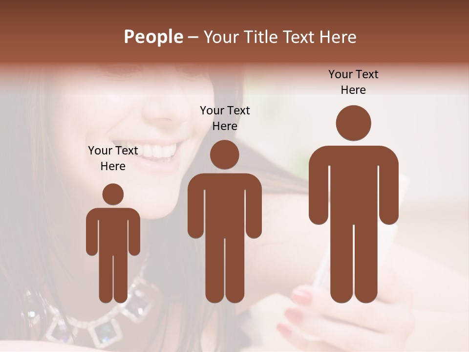 Portrait Of Happy Woman With White Phone PowerPoint Template