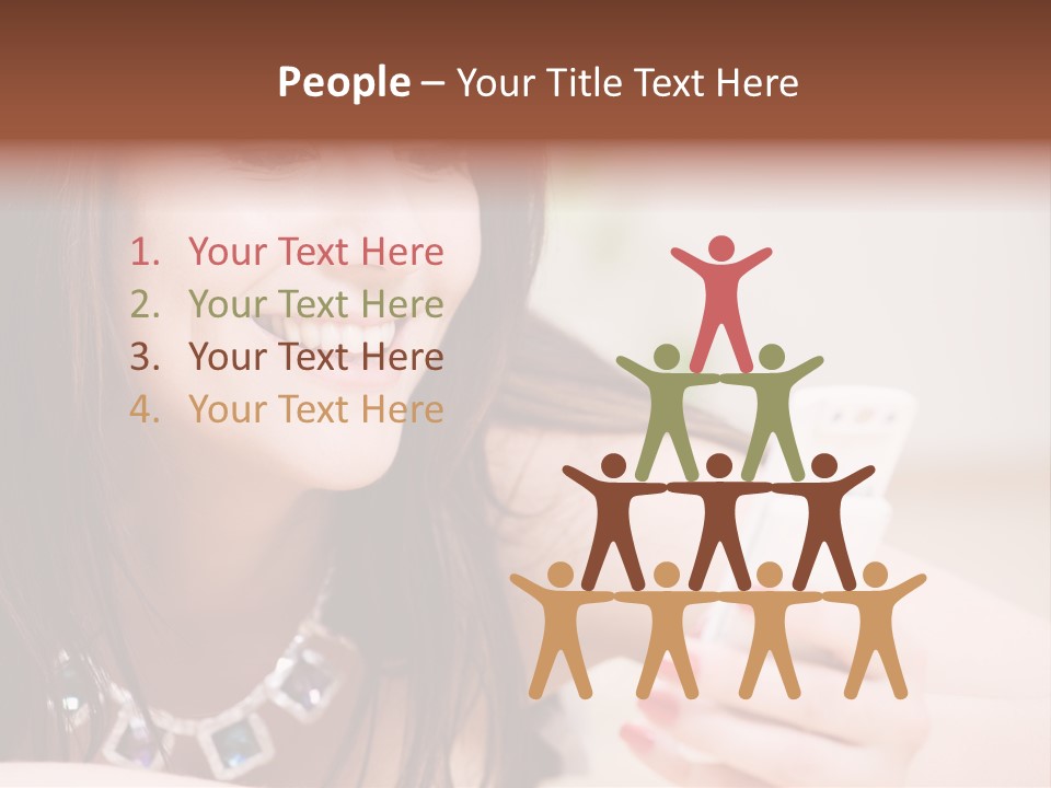 Portrait Of Happy Woman With White Phone PowerPoint Template