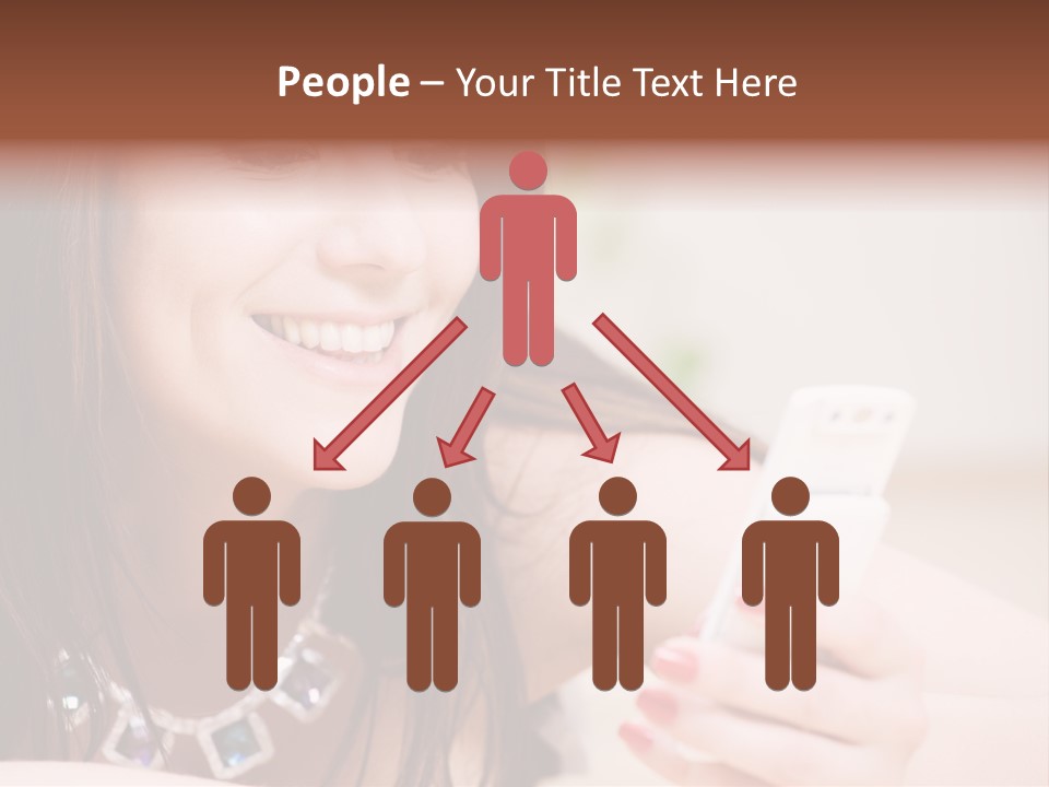 Portrait Of Happy Woman With White Phone PowerPoint Template