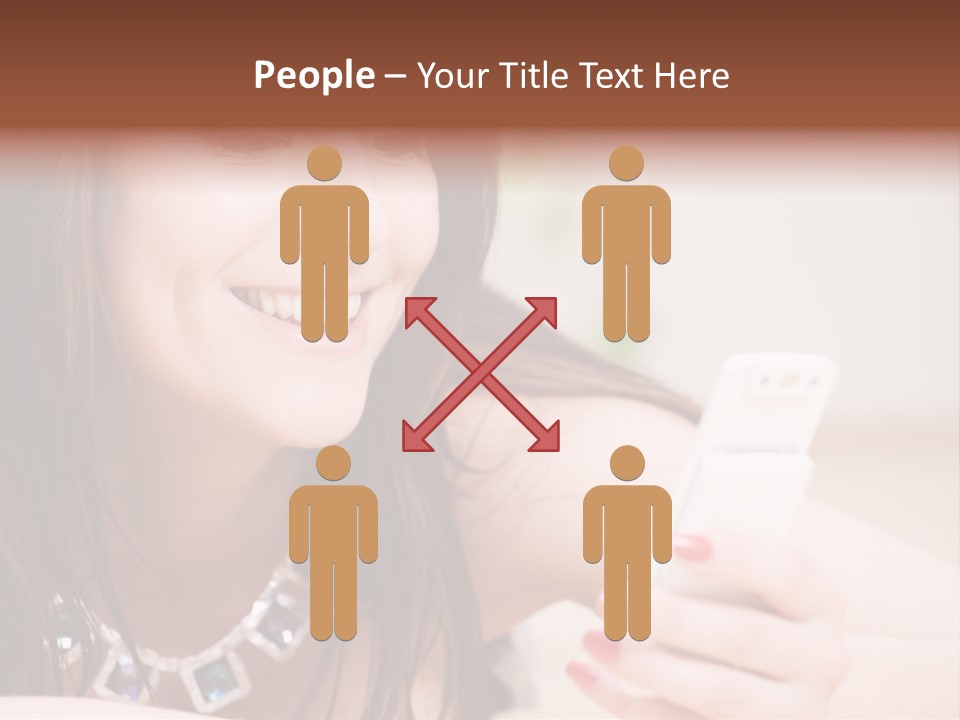 Portrait Of Happy Woman With White Phone PowerPoint Template