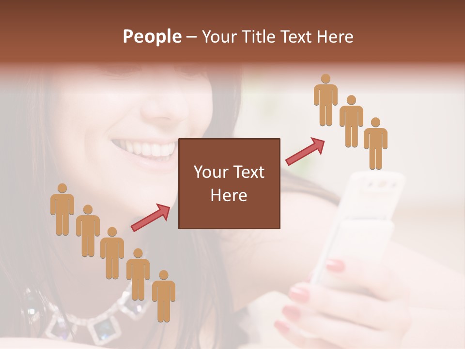 Portrait Of Happy Woman With White Phone PowerPoint Template