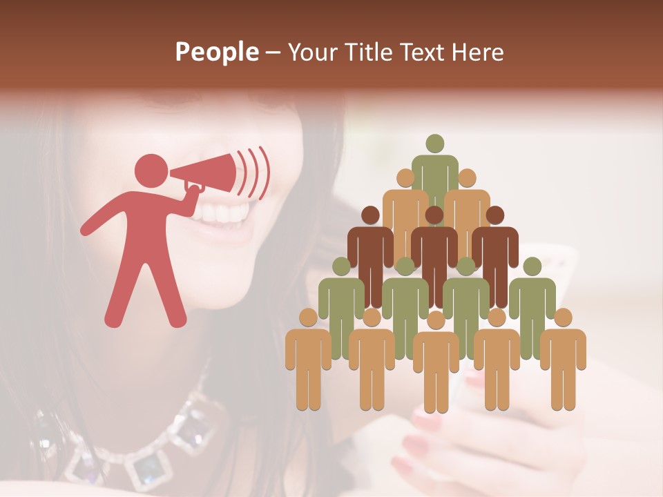 Portrait Of Happy Woman With White Phone PowerPoint Template