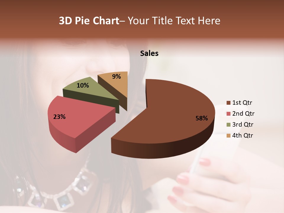 Portrait Of Happy Woman With White Phone PowerPoint Template