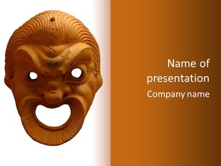 Antique Greek Theatrical Mask Isolated On White PowerPoint Template