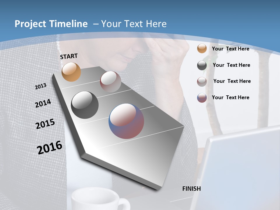Mature Business Woman At Her Desk, Eyes Closed, Worried About Bills And Financial Problems PowerPoint Template