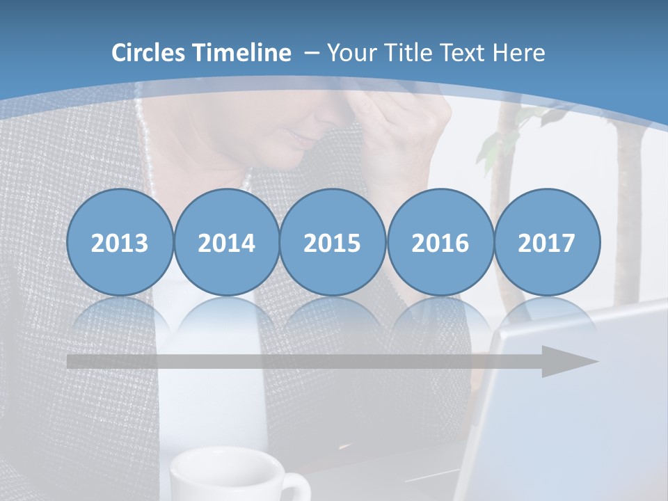 Mature Business Woman At Her Desk, Eyes Closed, Worried About Bills And Financial Problems PowerPoint Template