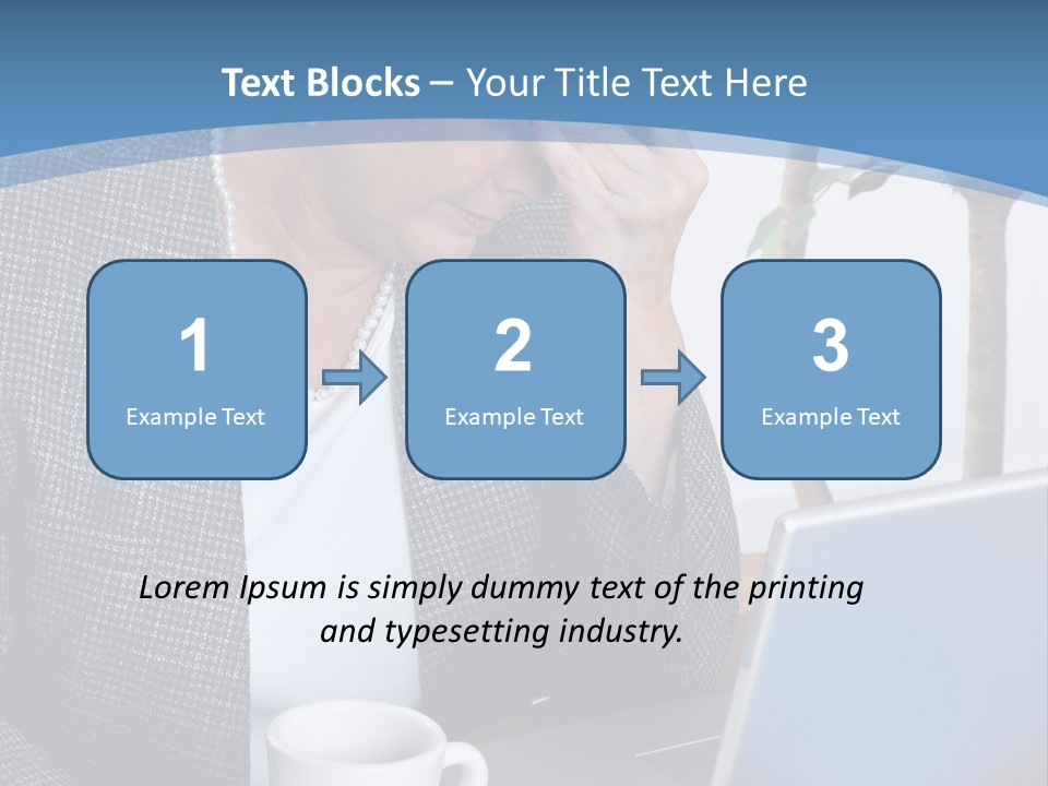 Mature Business Woman At Her Desk, Eyes Closed, Worried About Bills And Financial Problems PowerPoint Template