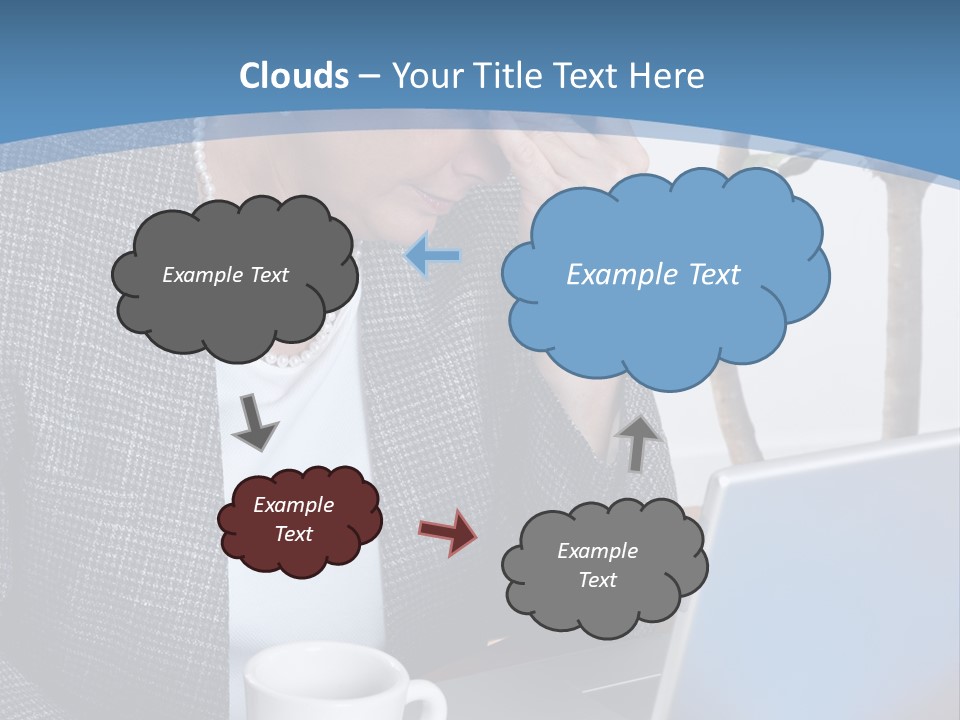 Mature Business Woman At Her Desk, Eyes Closed, Worried About Bills And Financial Problems PowerPoint Template