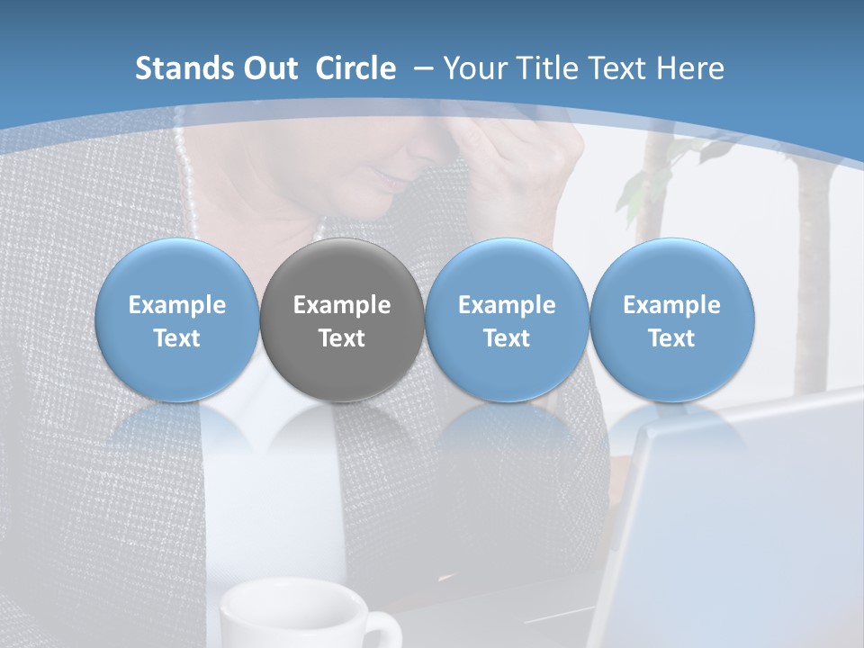 Mature Business Woman At Her Desk, Eyes Closed, Worried About Bills And Financial Problems PowerPoint Template