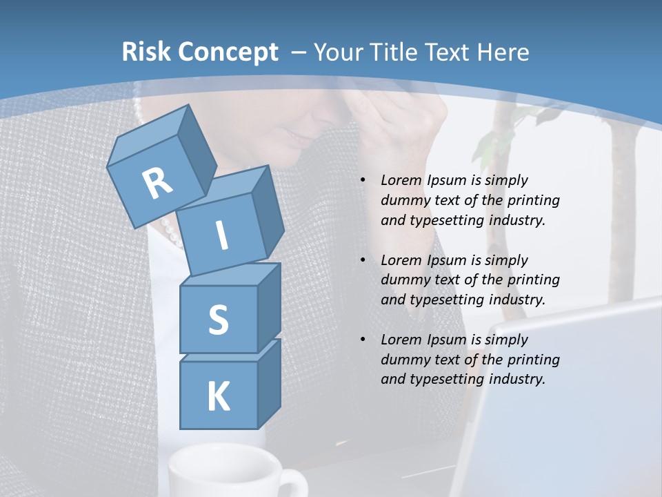 Mature Business Woman At Her Desk, Eyes Closed, Worried About Bills And Financial Problems PowerPoint Template