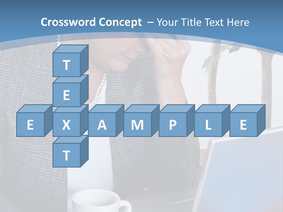 Mature Business Woman At Her Desk, Eyes Closed, Worried About Bills And Financial Problems PowerPoint Template