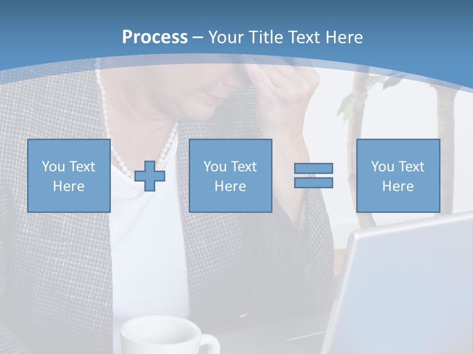 Mature Business Woman At Her Desk, Eyes Closed, Worried About Bills And Financial Problems PowerPoint Template