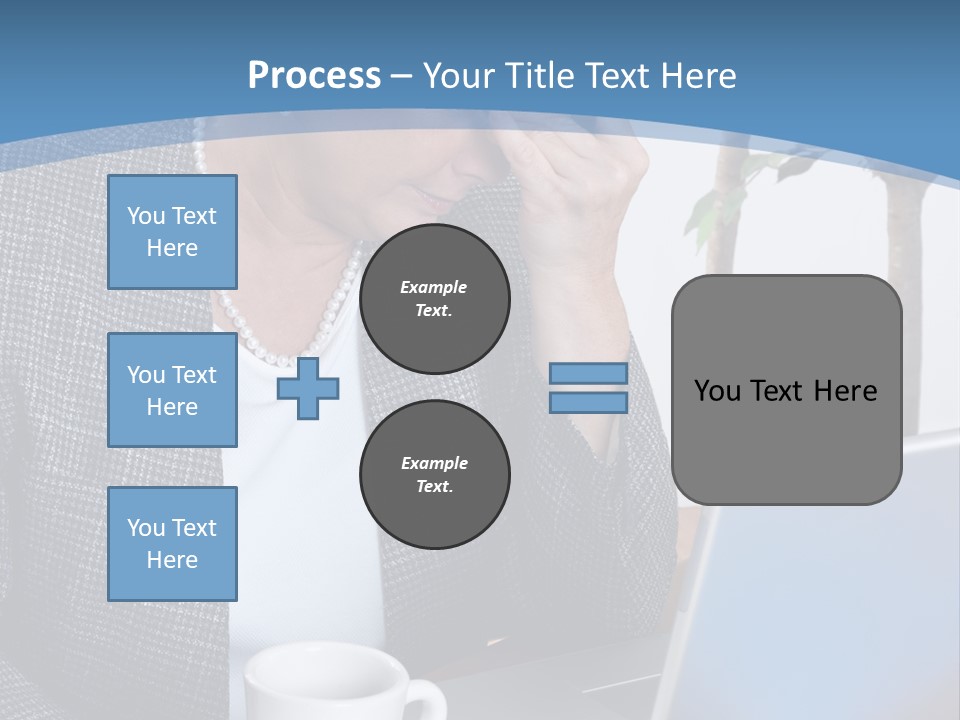 Mature Business Woman At Her Desk, Eyes Closed, Worried About Bills And Financial Problems PowerPoint Template