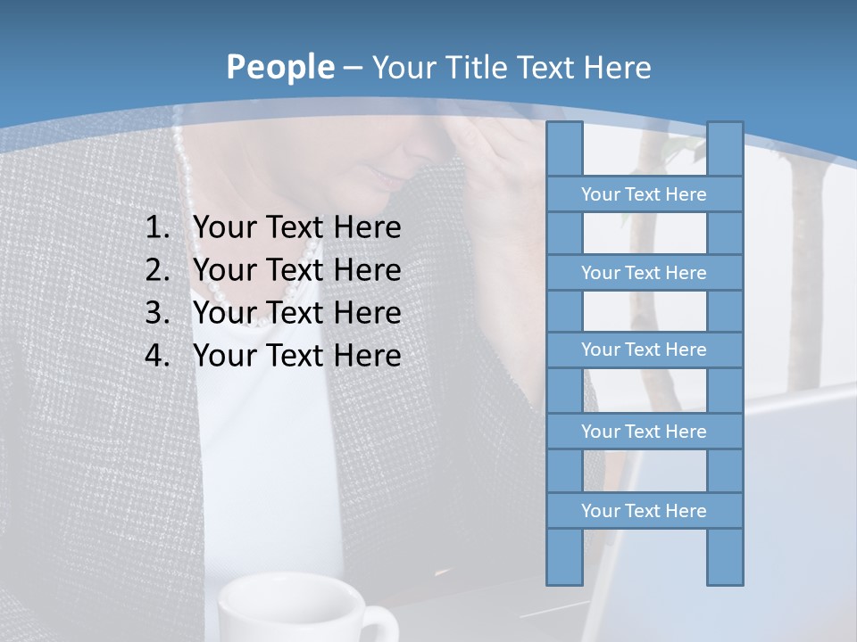 Mature Business Woman At Her Desk, Eyes Closed, Worried About Bills And Financial Problems PowerPoint Template