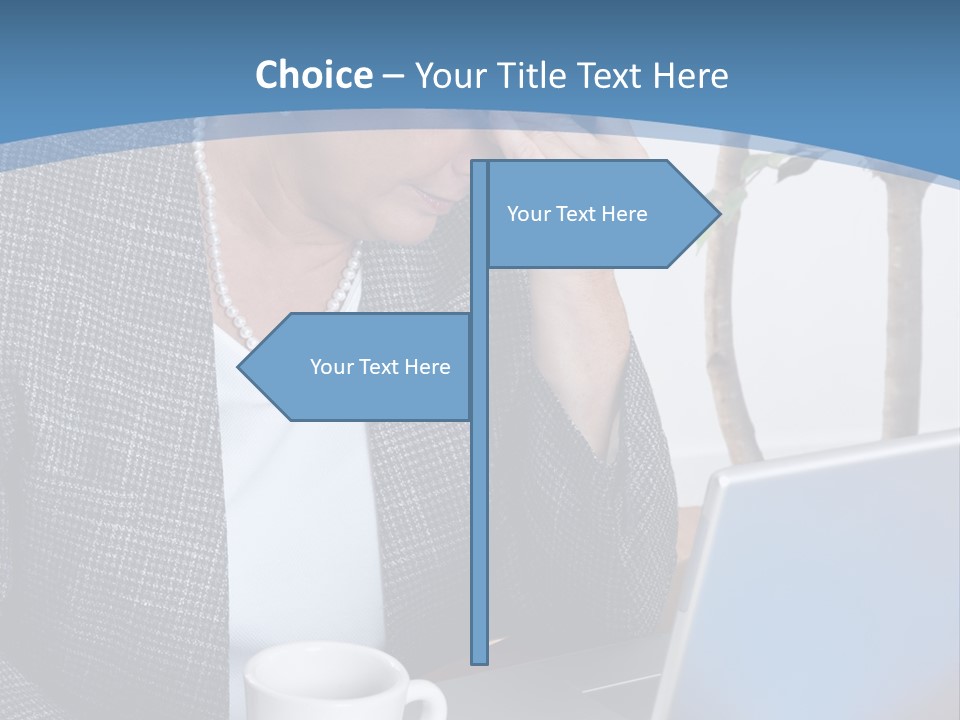 Mature Business Woman At Her Desk, Eyes Closed, Worried About Bills And Financial Problems PowerPoint Template