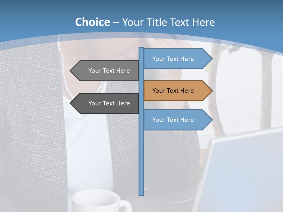 Mature Business Woman At Her Desk, Eyes Closed, Worried About Bills And Financial Problems PowerPoint Template