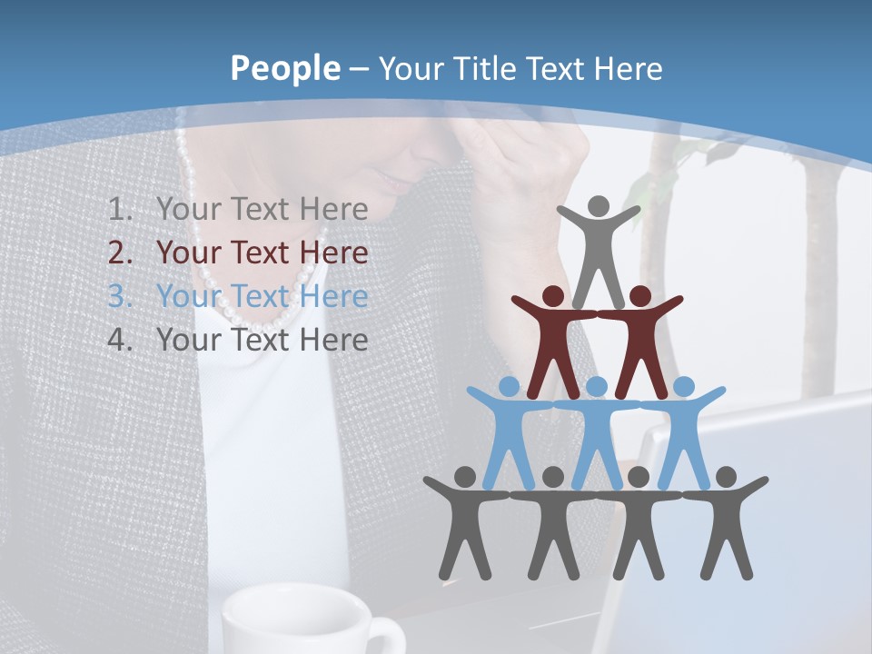 Mature Business Woman At Her Desk, Eyes Closed, Worried About Bills And Financial Problems PowerPoint Template