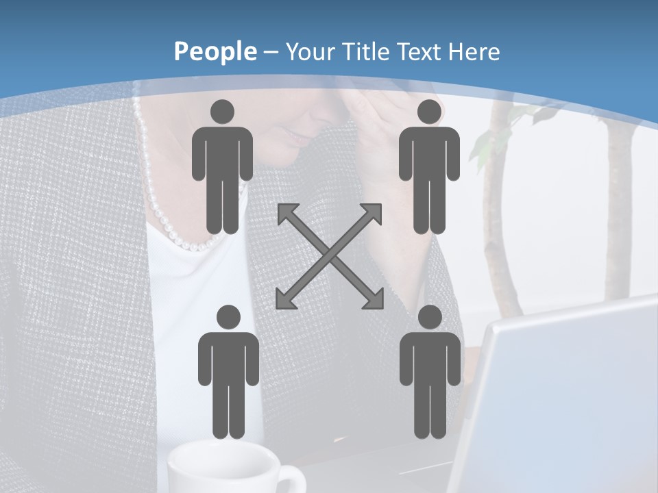 Mature Business Woman At Her Desk, Eyes Closed, Worried About Bills And Financial Problems PowerPoint Template