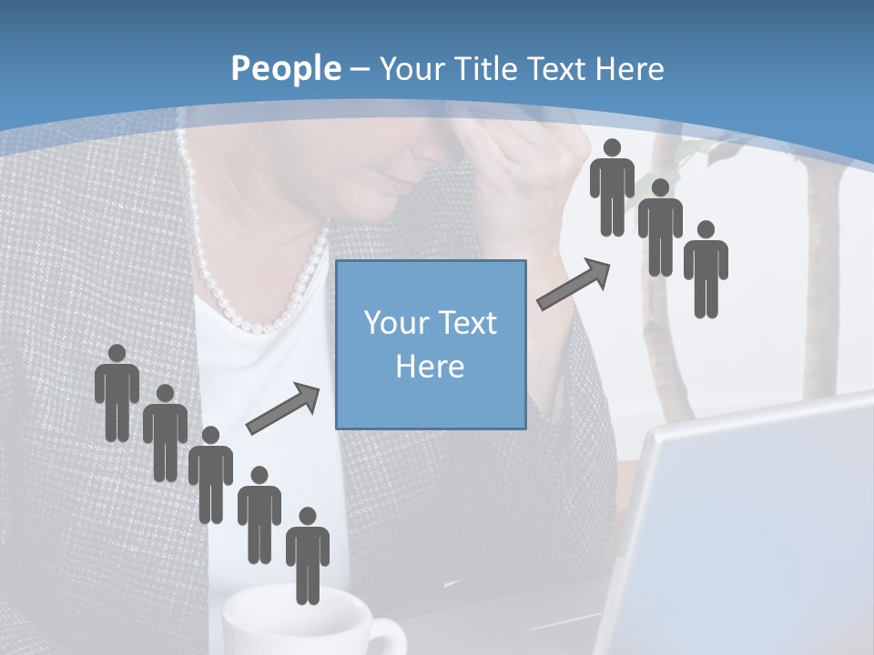 Mature Business Woman At Her Desk, Eyes Closed, Worried About Bills And Financial Problems PowerPoint Template