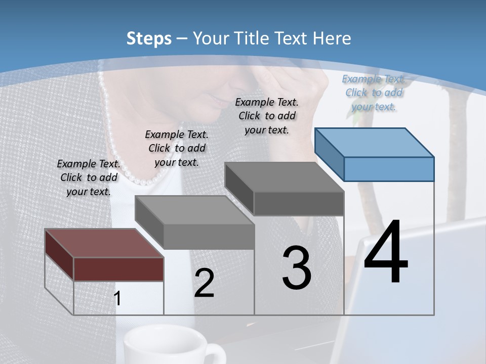 Mature Business Woman At Her Desk, Eyes Closed, Worried About Bills And Financial Problems PowerPoint Template