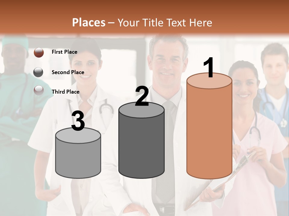 Smiling Medical Team Looking At The Camera In Hospital PowerPoint Template