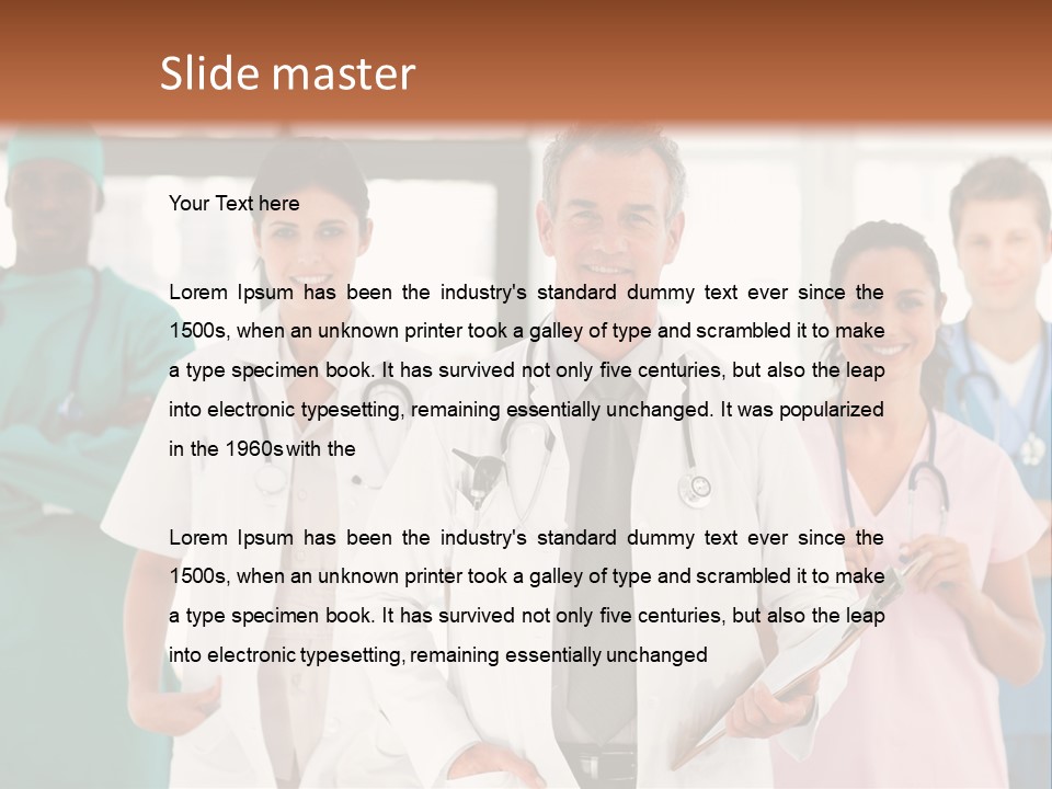 Smiling Medical Team Looking At The Camera In Hospital PowerPoint Template