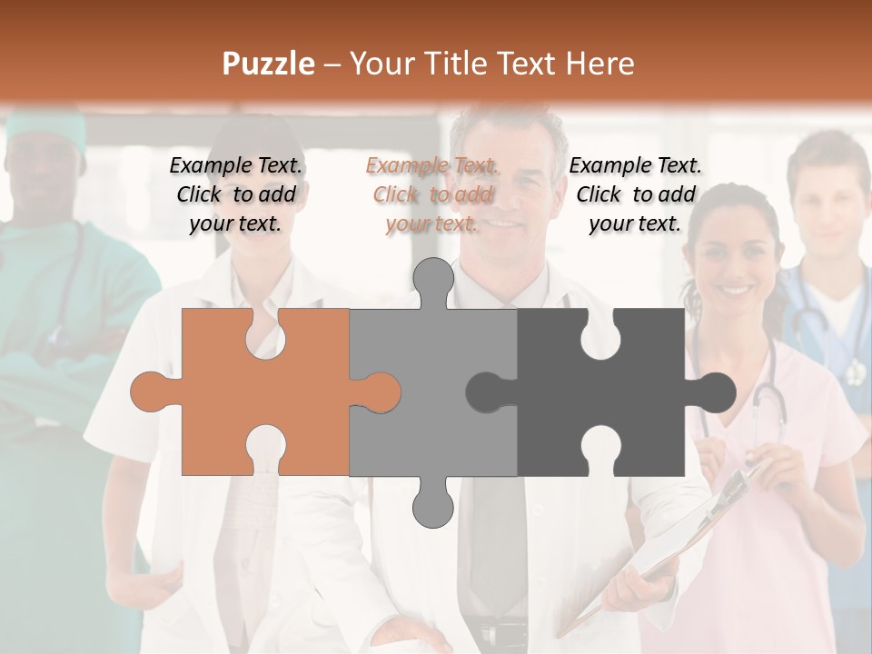 Smiling Medical Team Looking At The Camera In Hospital PowerPoint Template